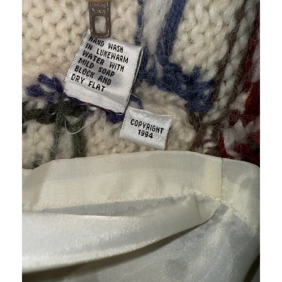 Vintage Icelandic Design 100% wool full-zip floral cardigan - size Small - Picture 6 of 11